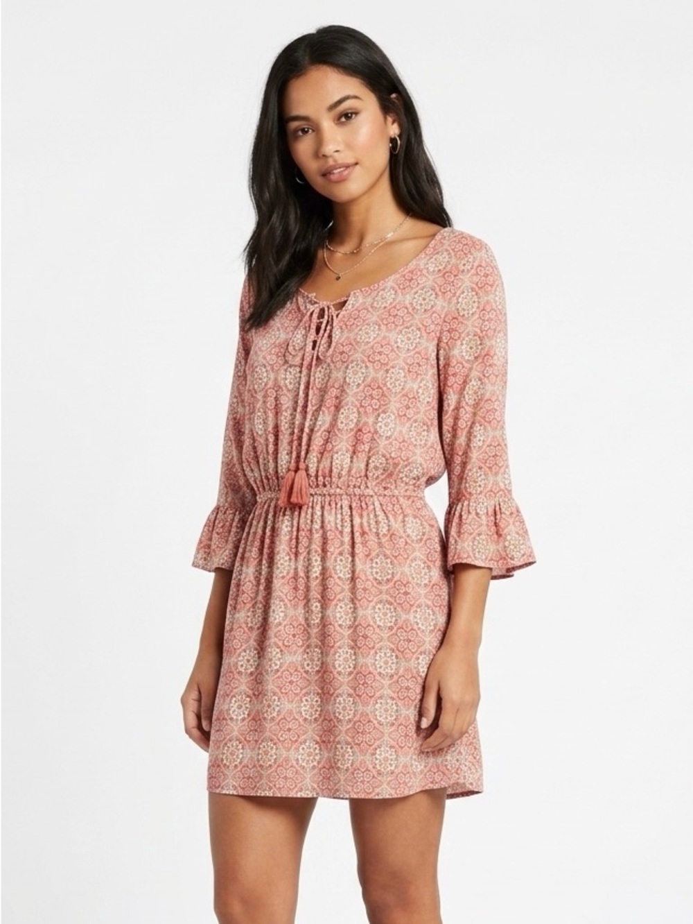 Sanctuary, Peach and Light Blue Medallion Print Top - M